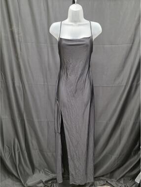 Women's Silky Cowl Neck Backless Maxi  Cocktail Dress Black S